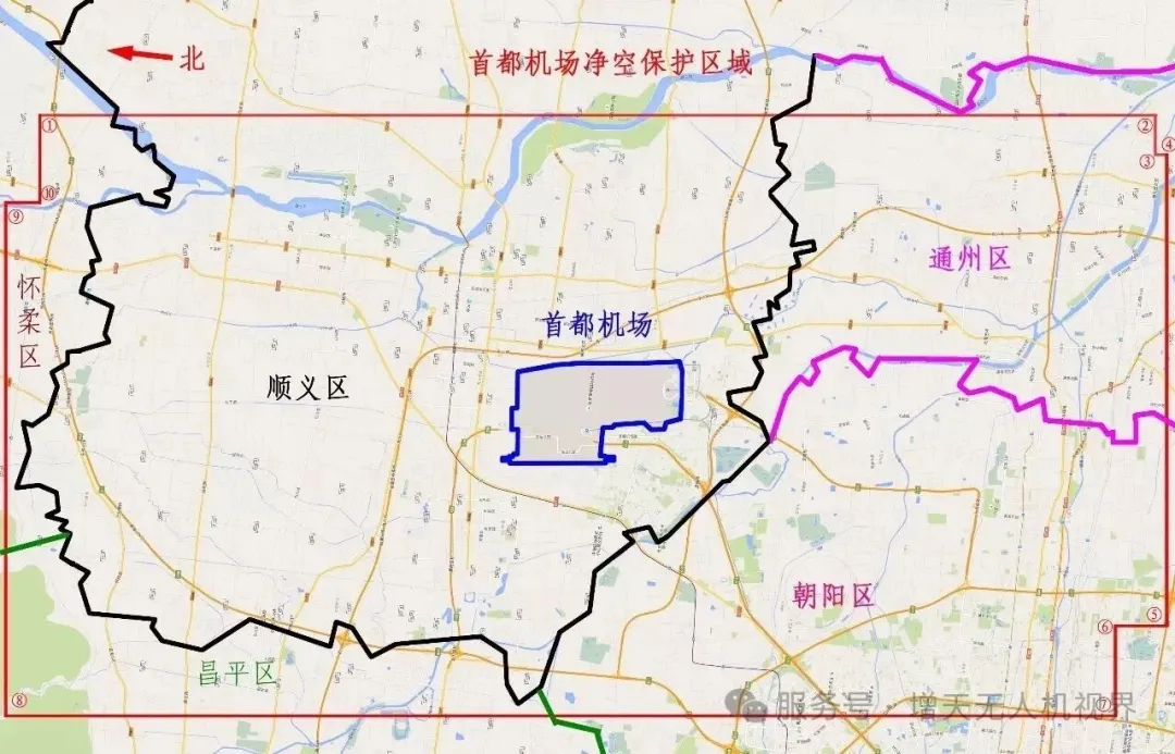 首都机场及周边区域示意图